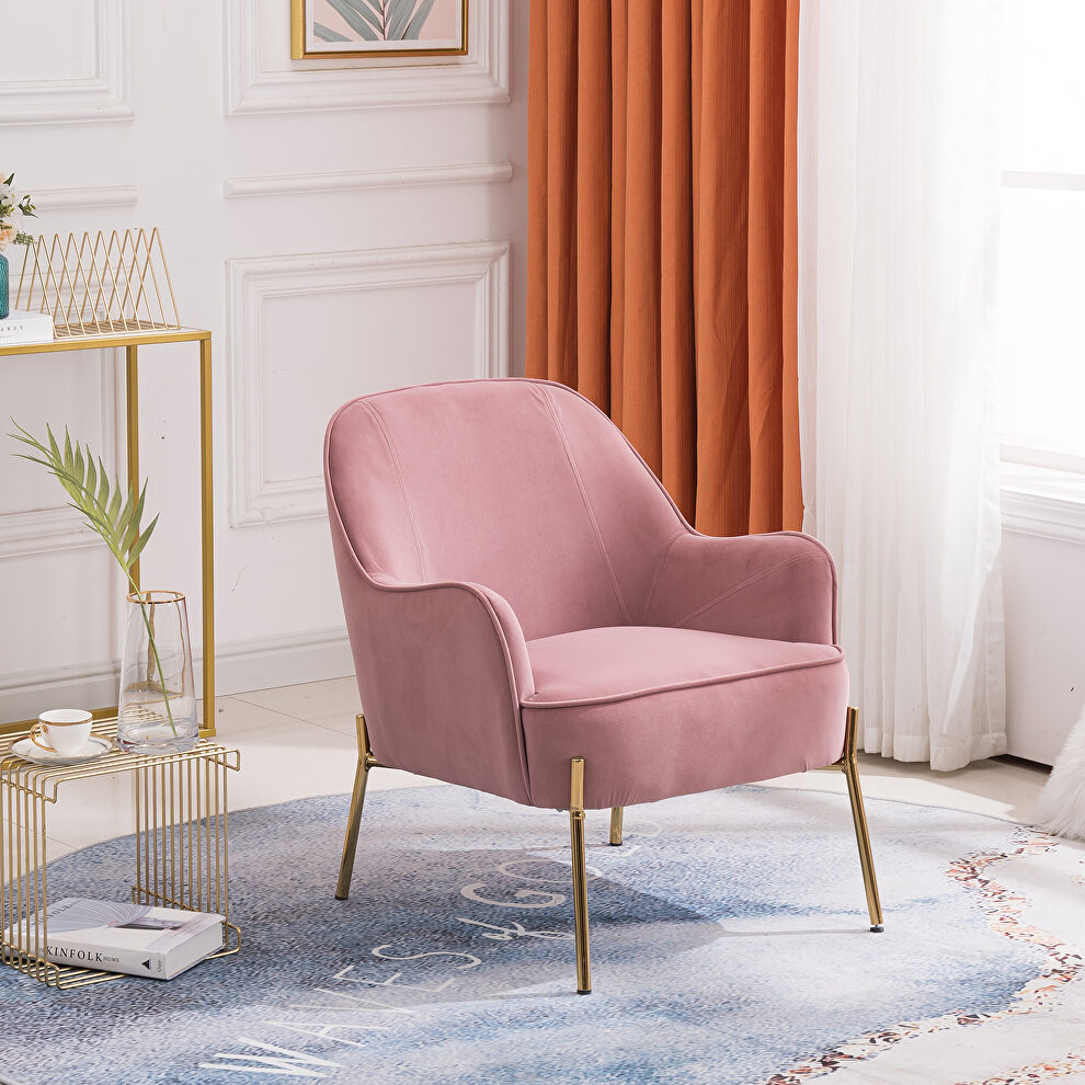Modern new soft pink velvet material ergonomics accent chair by La Spezia