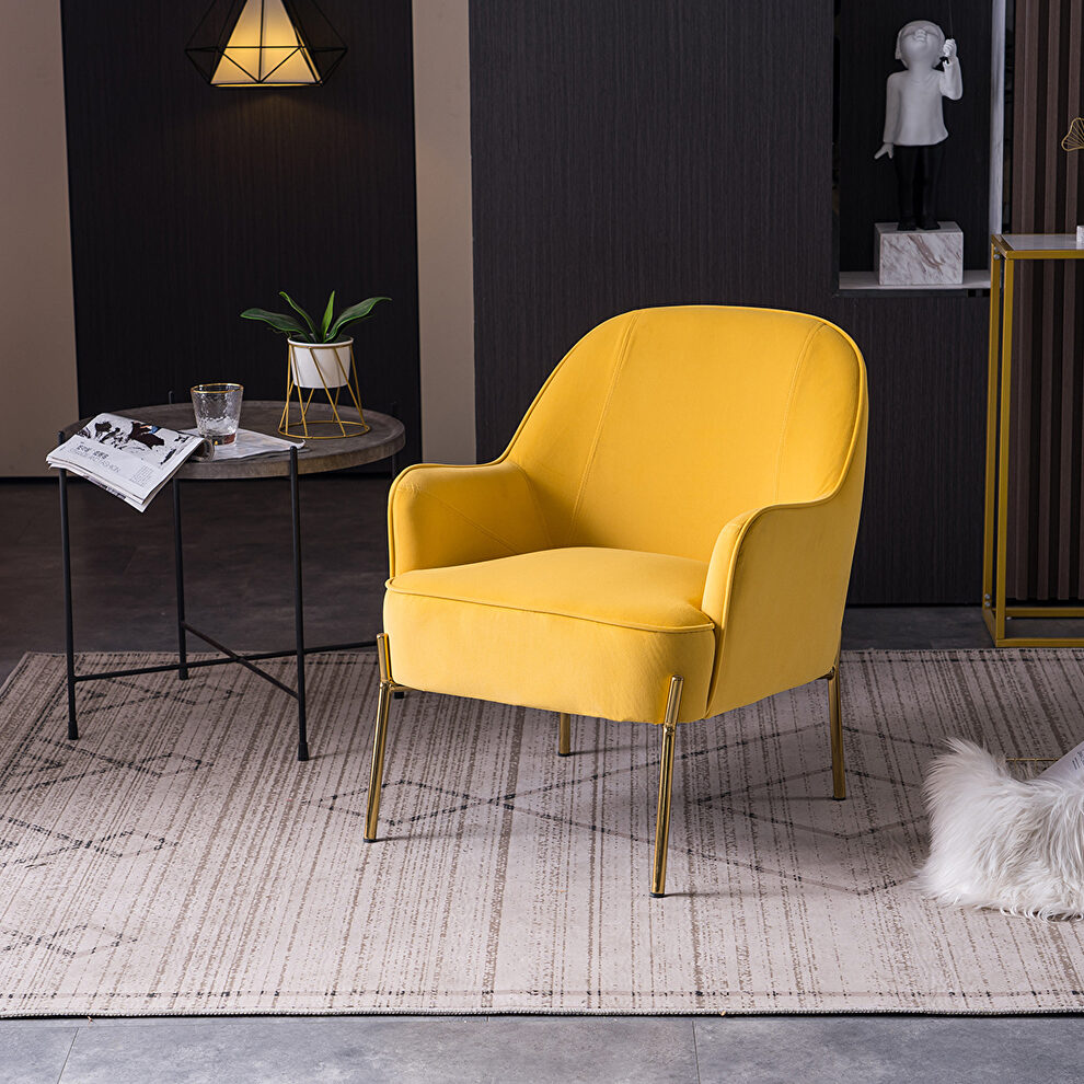 Modern new soft yellow velvet material ergonomics accent chair by La Spezia