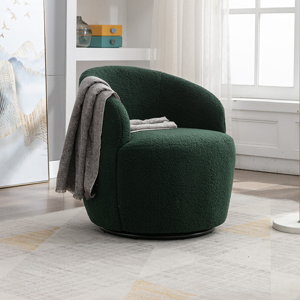 Teddy fabric swivel accent armchair in green by La Spezia