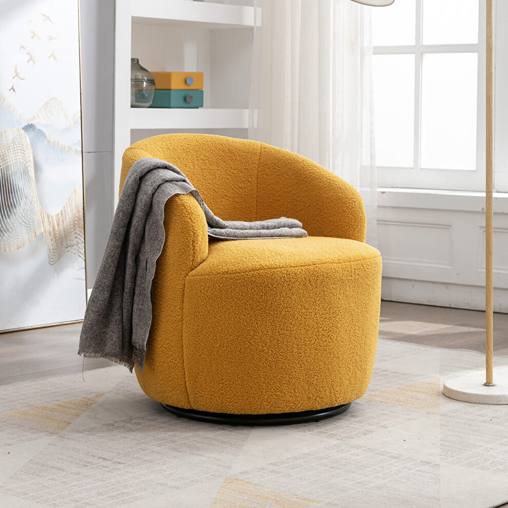 Teddy fabric swivel accent barrel chair in yellow by La Spezia