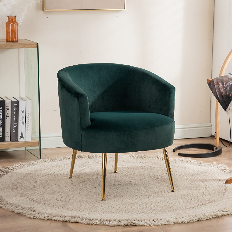Dark green velvet accent chair with gold metal legs by La Spezia