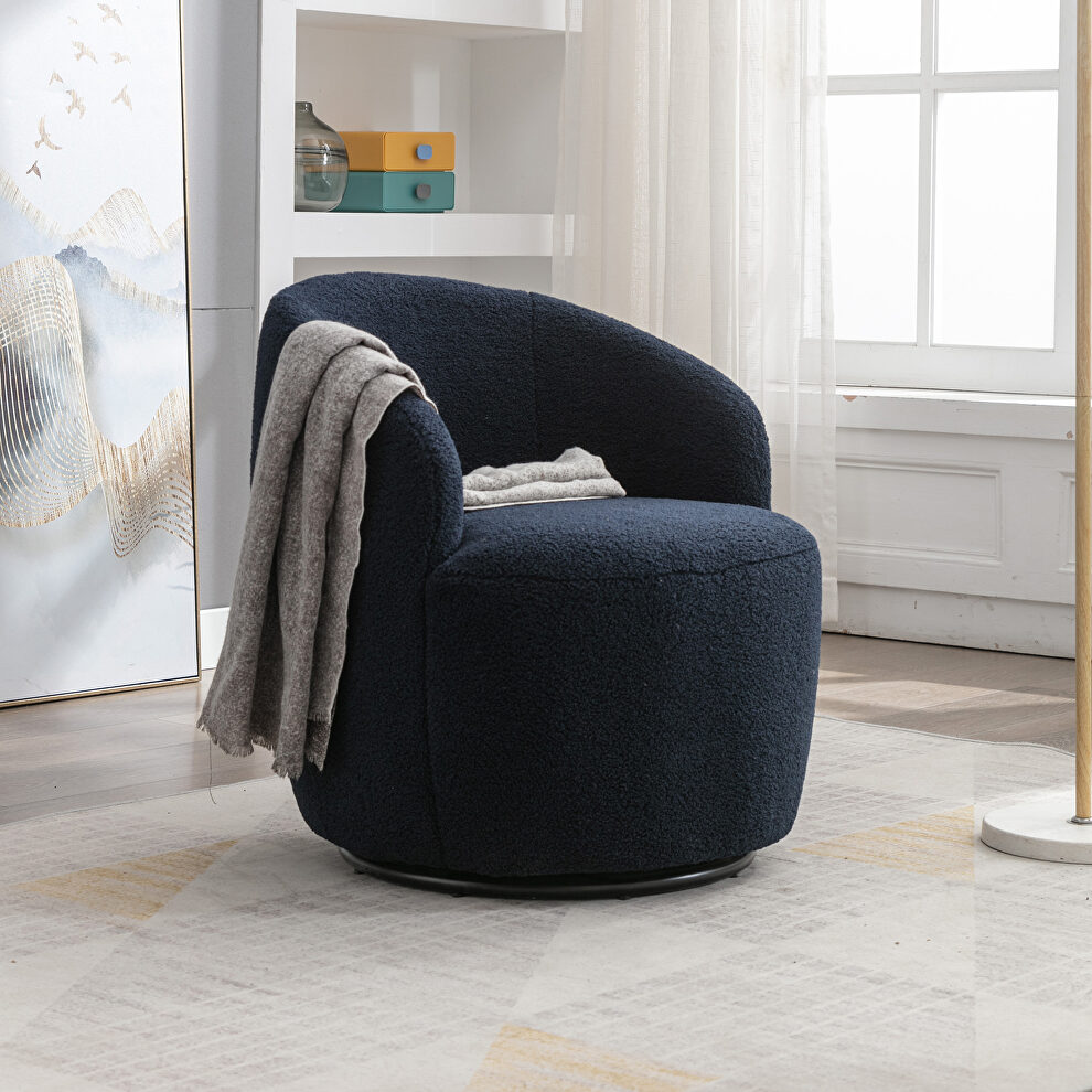 Teddy fabric swivel accent armchair in dark blue by La Spezia