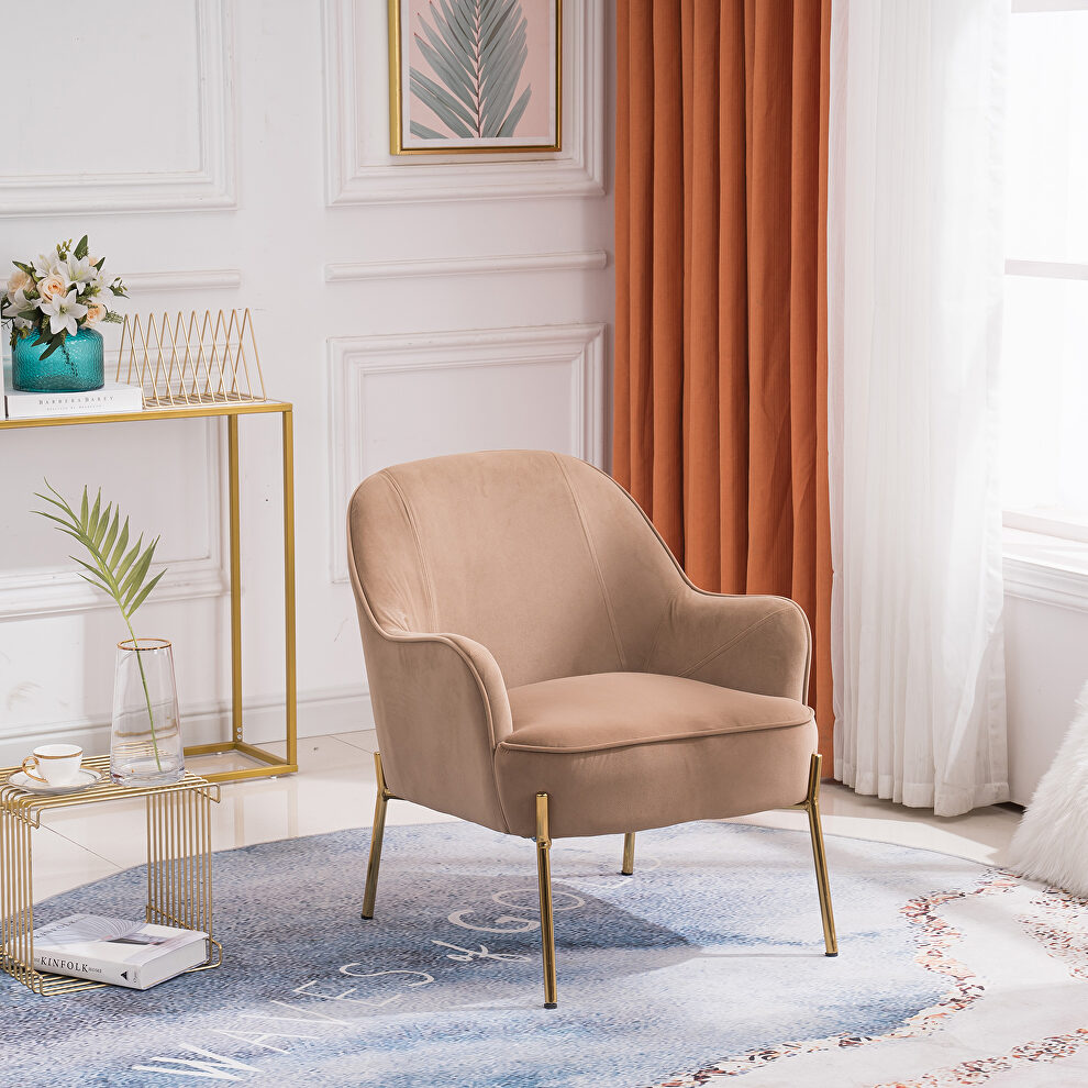 Modern new soft velvet material brown ergonomics accent chair living room by La Spezia