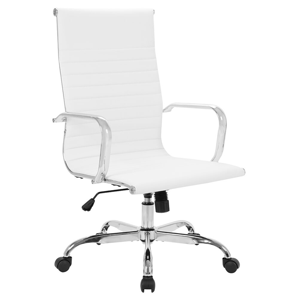 High back office chair home desk chair pu leather white by La Spezia