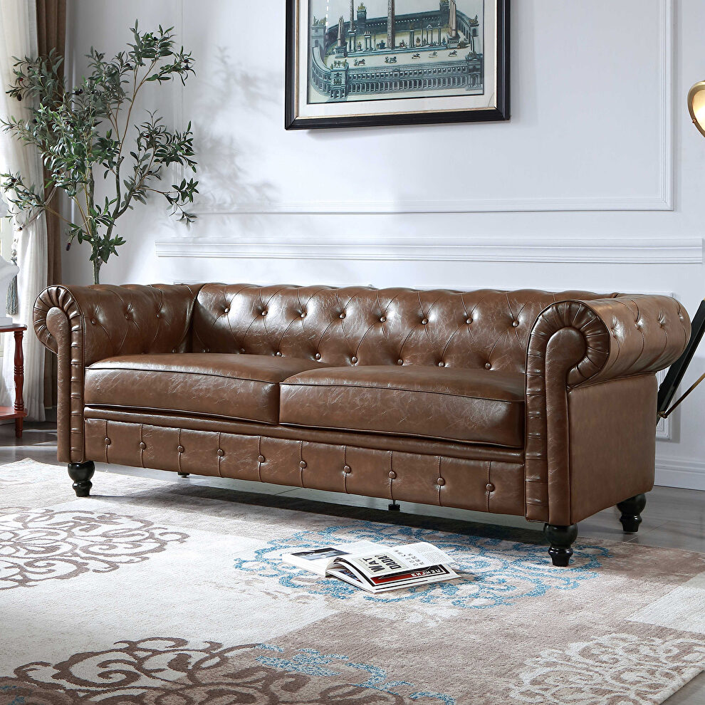 Retro style brown pu couch chesterfield sofas by La Spezia