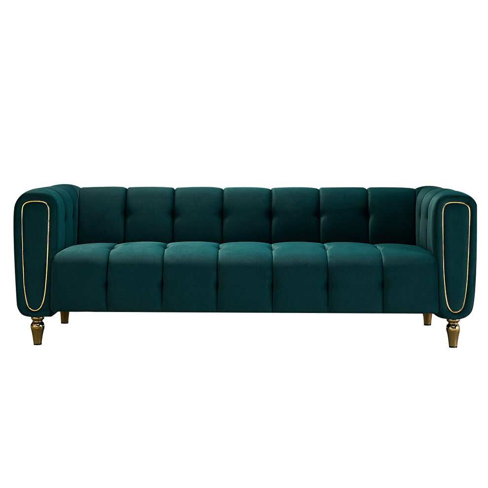 Green velvet fabric tufted low-profile modern sofa by La Spezia