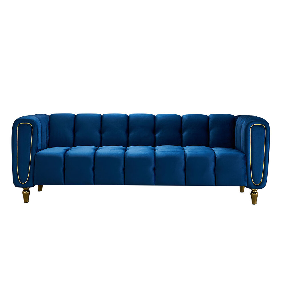 Navy velvet fabric tufted low-profile modern sofa by La Spezia