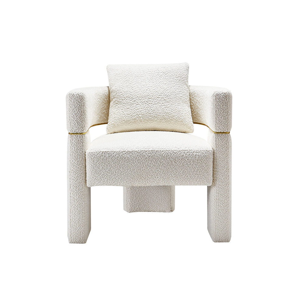 Beige boucle upholstered accent chair by La Spezia