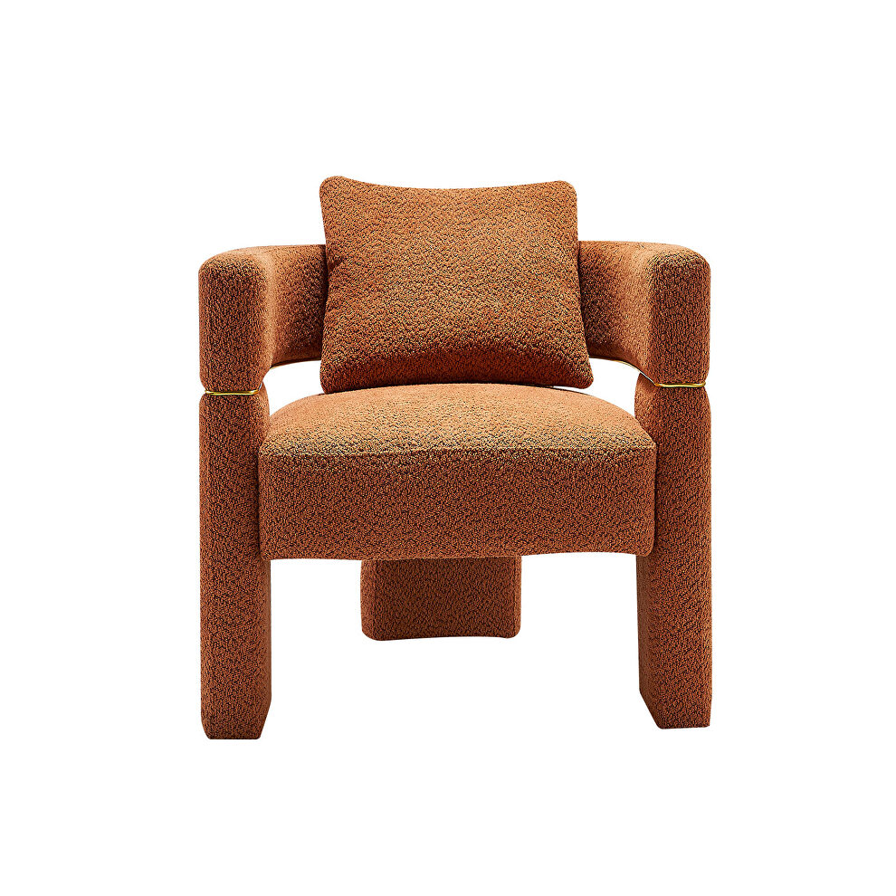 Orange boucle upholstered accent chair by La Spezia