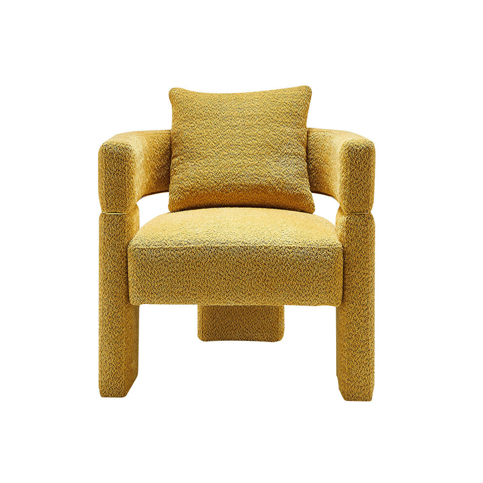 Yellow boucle upholstered accent chair by La Spezia