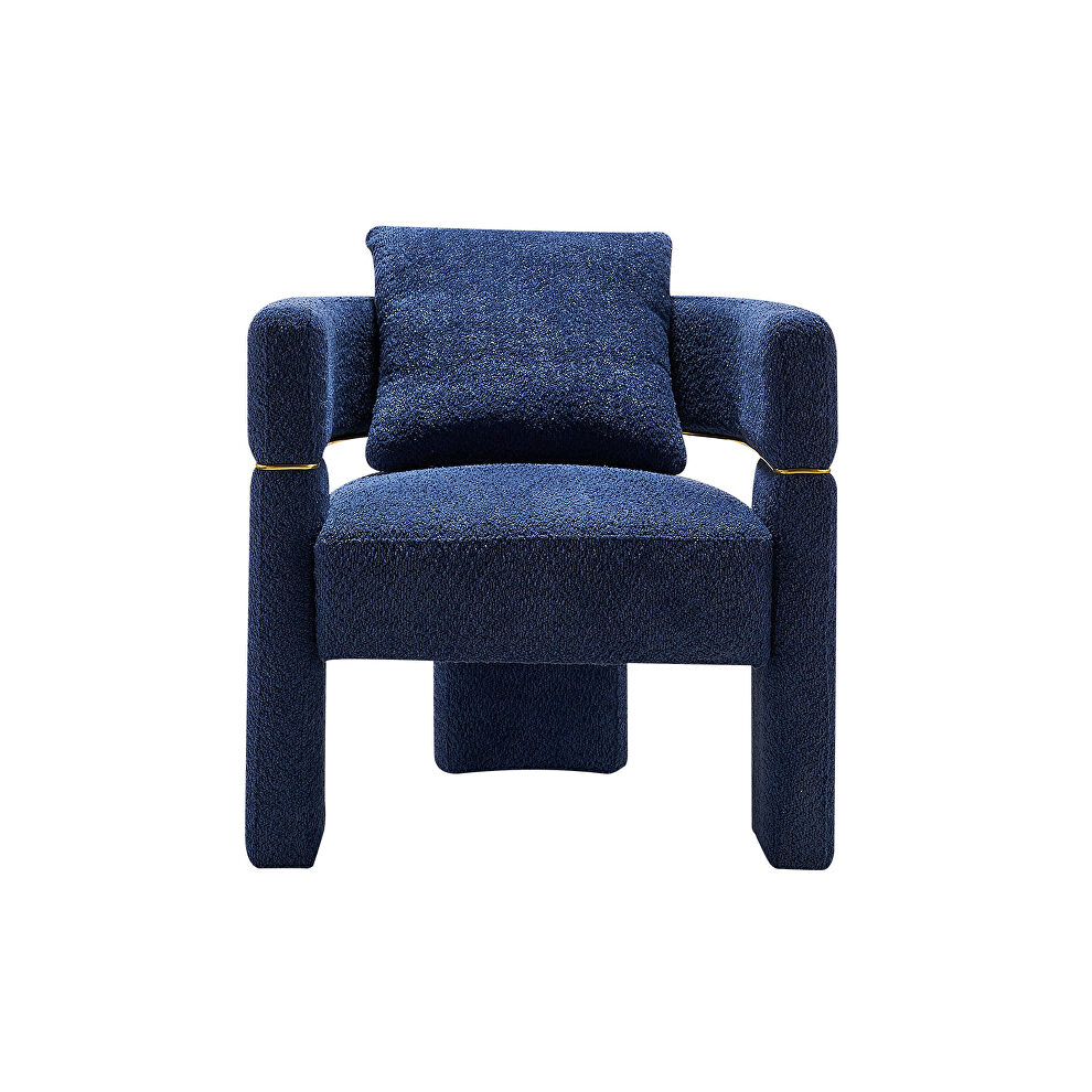 Navy blue boucle upholstered accent chair by La Spezia