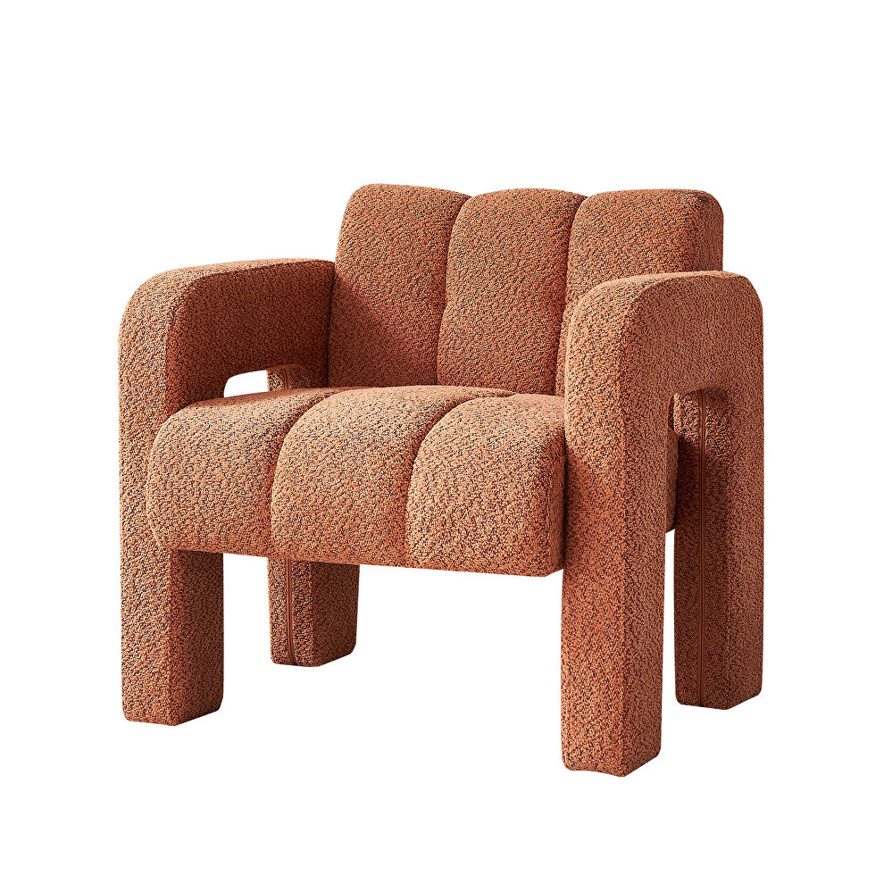 Boucle polyester orange fabric plush accent chair by La Spezia