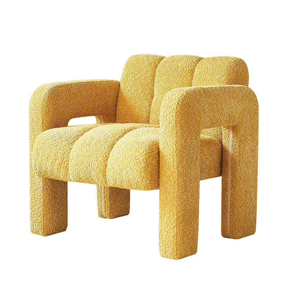 Boucle polyester yellow fabric plush accent chair by La Spezia