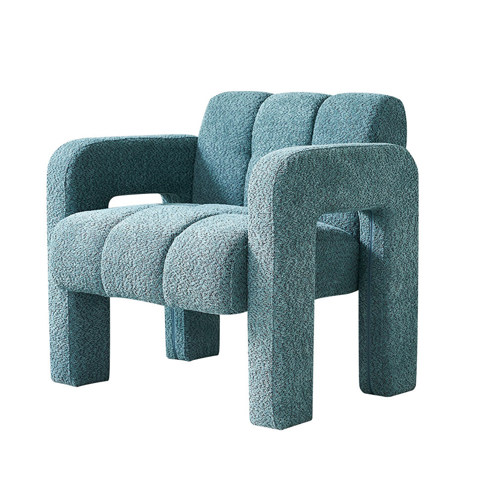Boucle polyester green fabric plush accent chair by La Spezia