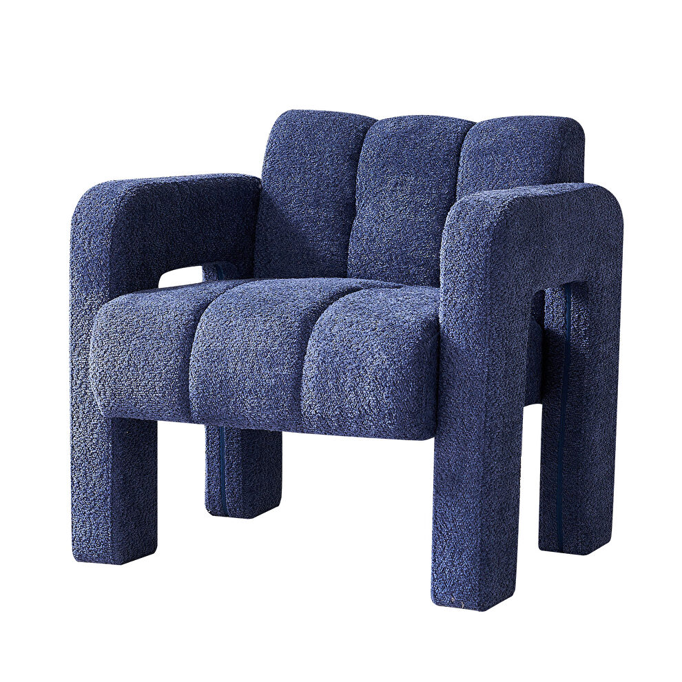 Boucle polyester navy fabric plush accent chair by La Spezia