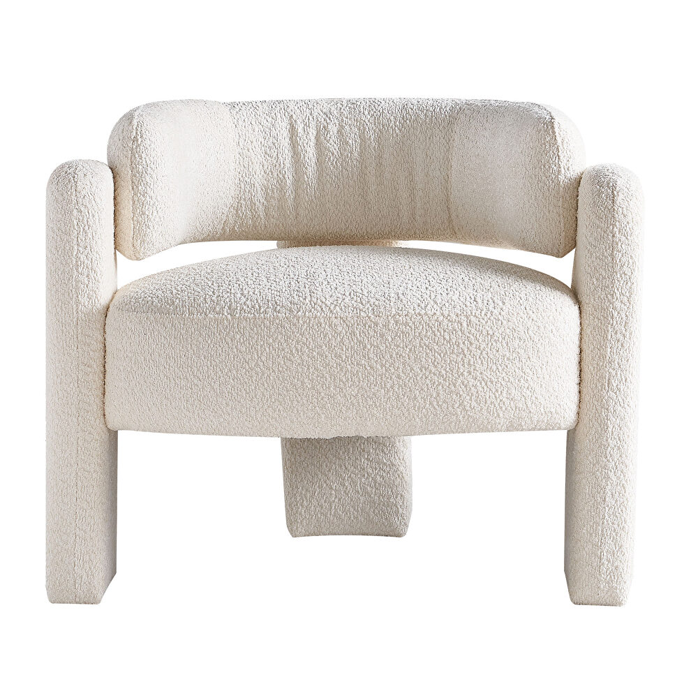 Boucle upholstery accent chair in beige fabric by La Spezia