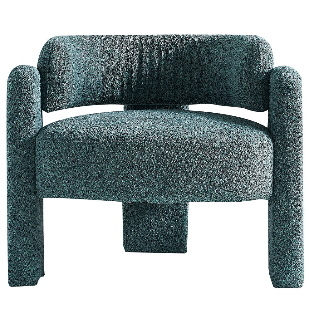 Boucle upholstery accent chair in green fabric by La Spezia