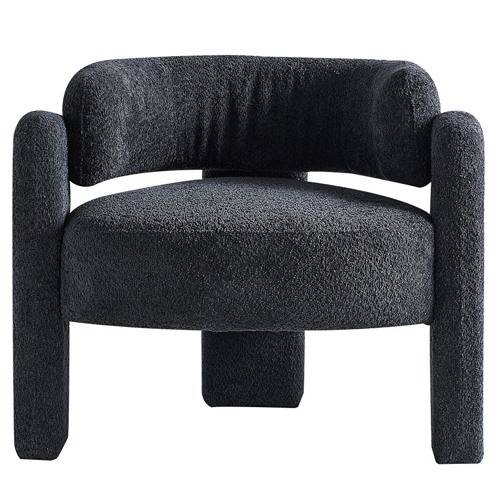 Boucle upholstery accent chair in dark gray fabric by La Spezia