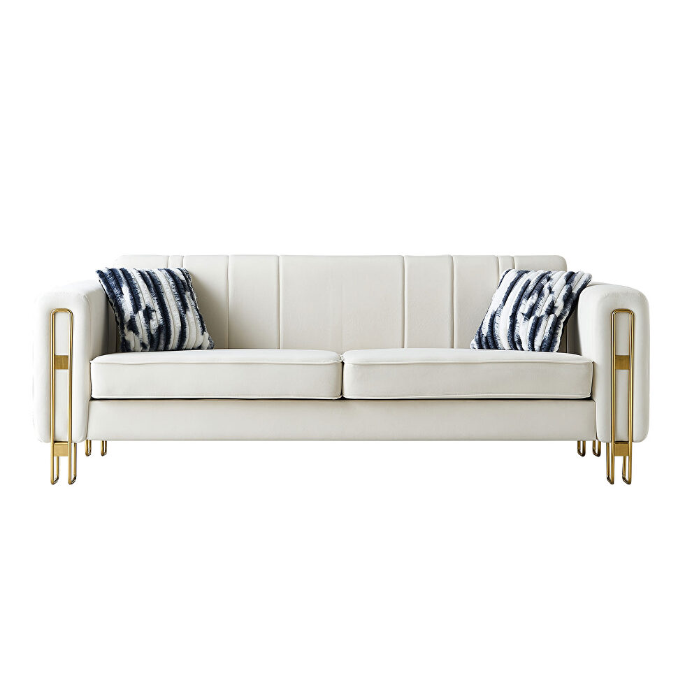 Foam & velvet beige glam style low-profile sofa by La Spezia