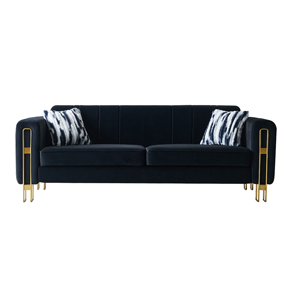 Foam & velvet black glam style low-profile sofa by La Spezia