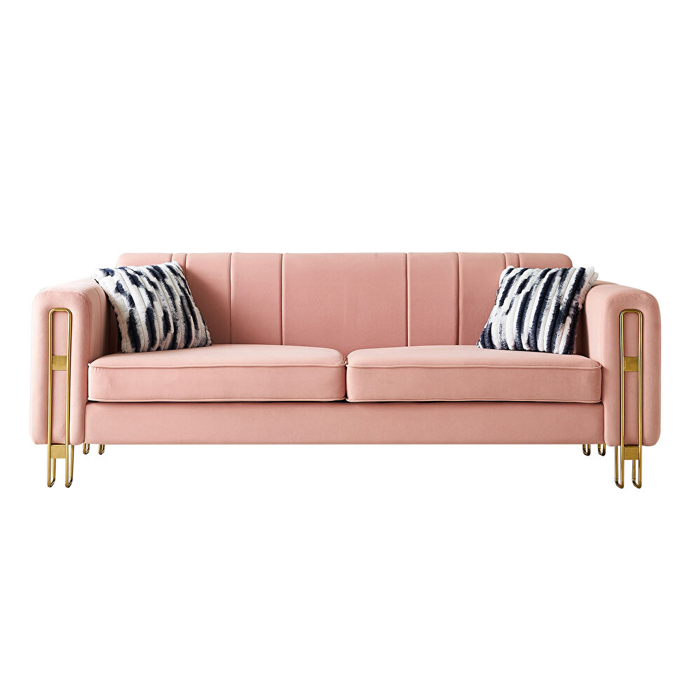 Foam & velvet pink glam style low-profile sofa by La Spezia