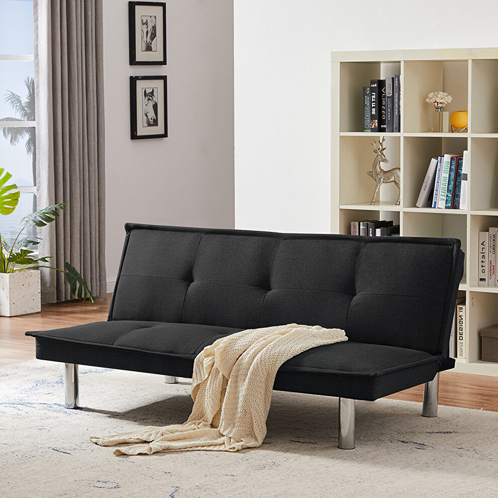 Black fabric sofa bed, convertible folding futon sofa bed sleeper by La Spezia