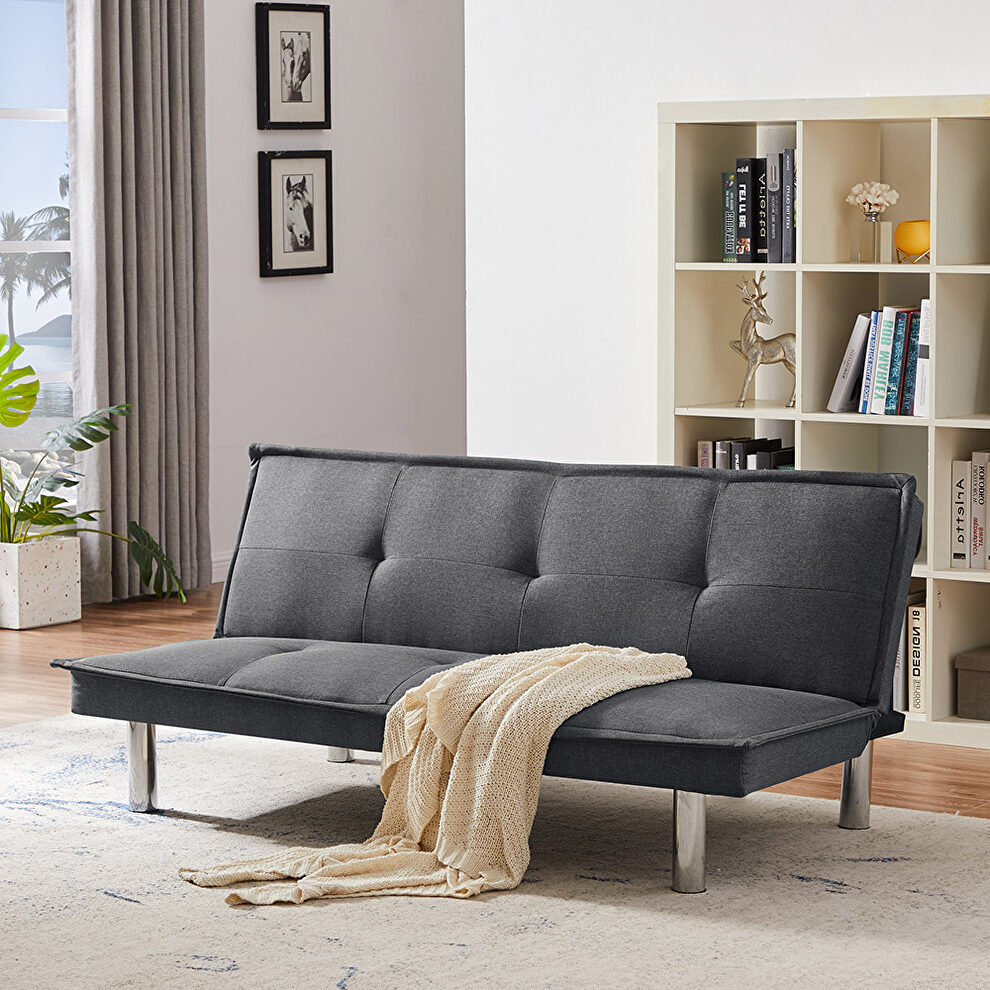 Gray fabric sofa bed, convertible folding futon sofa bed sleeper by La Spezia