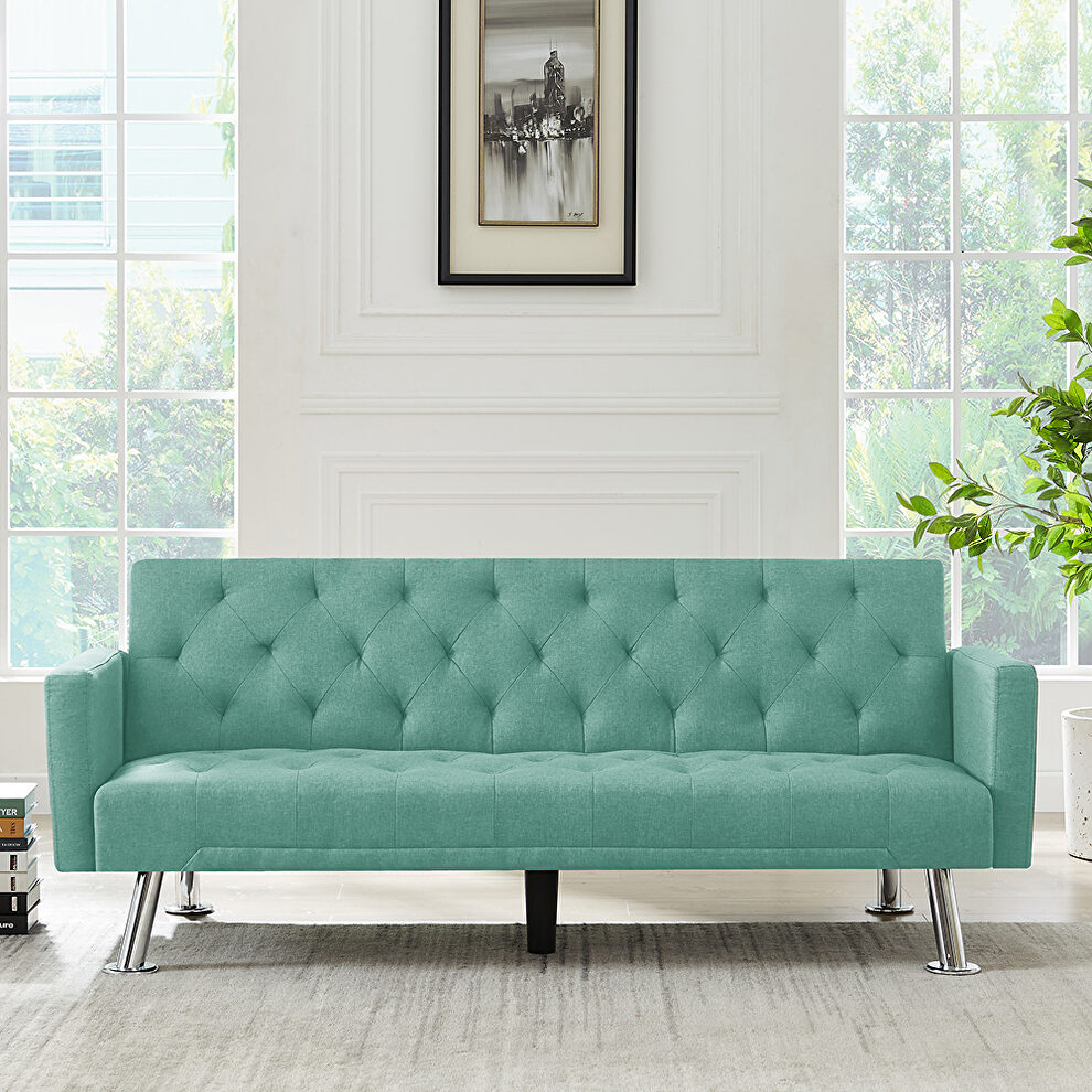 Convertible folding sofa bed, green fabric sleeper sofa by La Spezia
