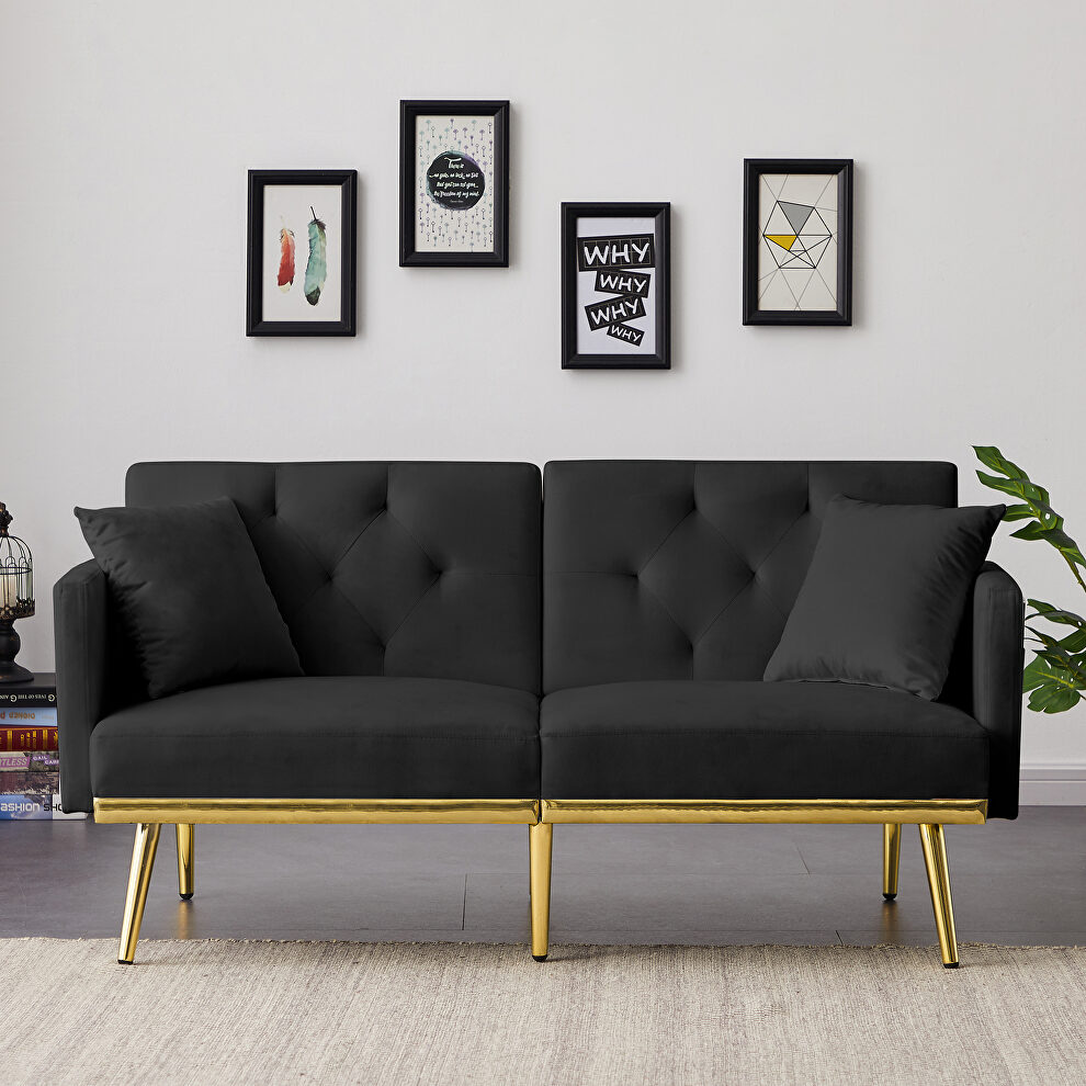 Black velvet sofa bed by La Spezia
