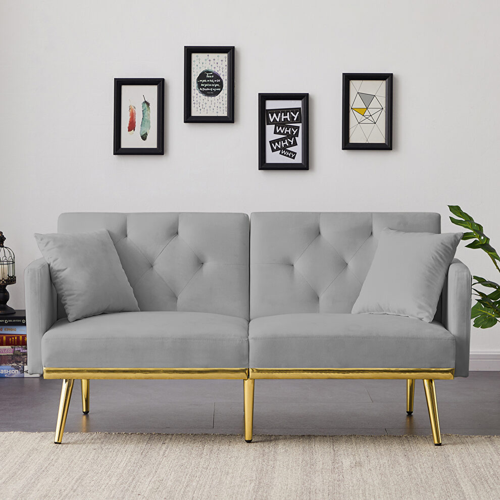 Gray velvet sofa bed by La Spezia