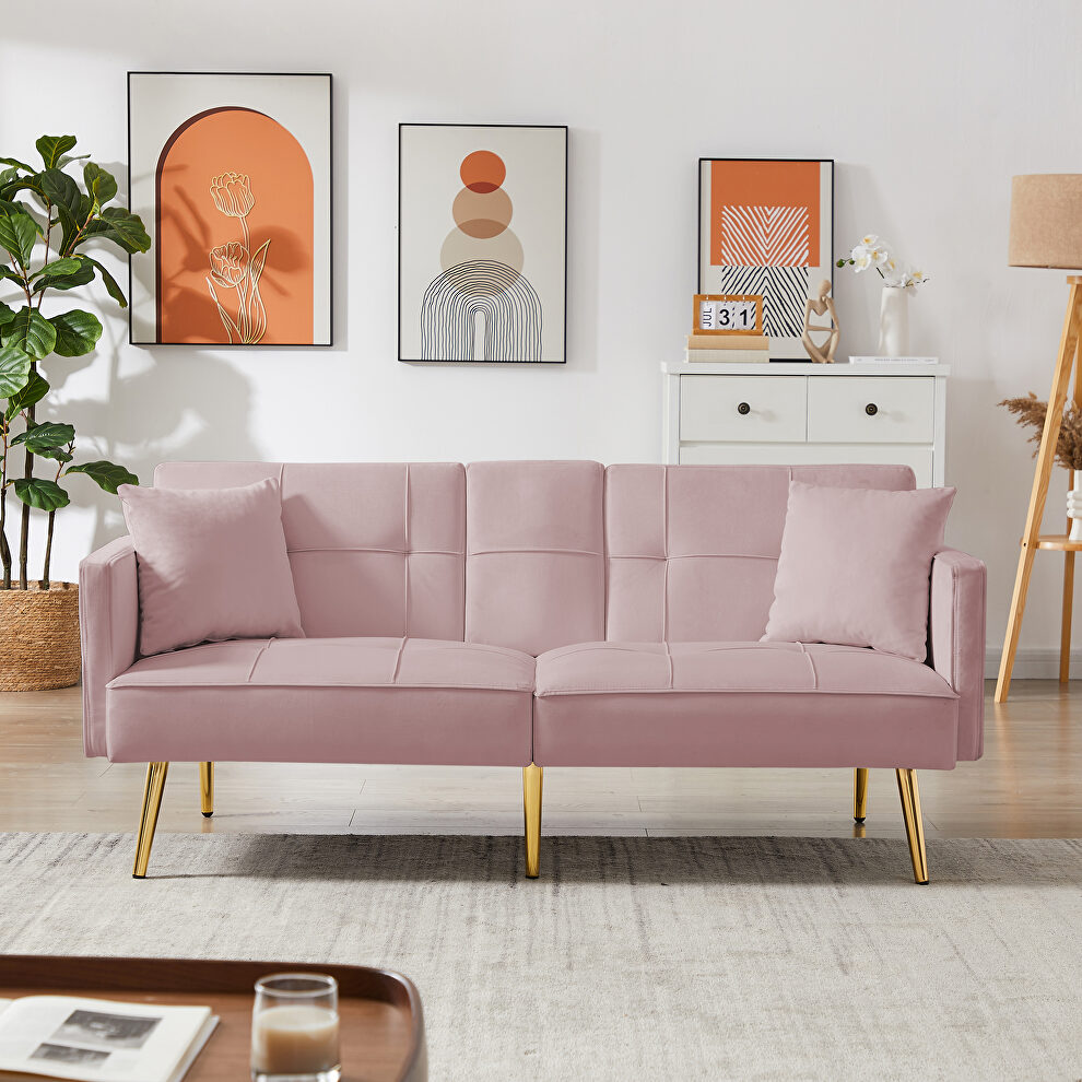 Pink velvet upholstery sofa bed by La Spezia