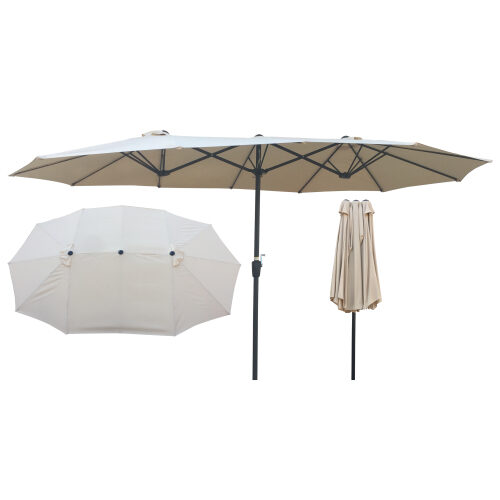 Double-sided patio umbrella outdoor market table garden extra large waterproof twin umbrellas with crank and wind vents by La Spezia