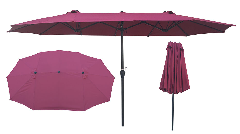 Double-sided patio umbrella outdoor market table garden extra large waterproof twin umbrellas with crank and wind vents by La Spezia