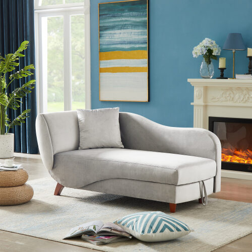 Artemax chaise lounge with storage and solid wood legs by La Spezia