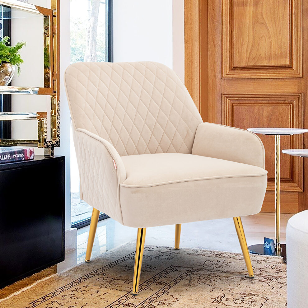 Modern beige soft velvet material accent chair by La Spezia