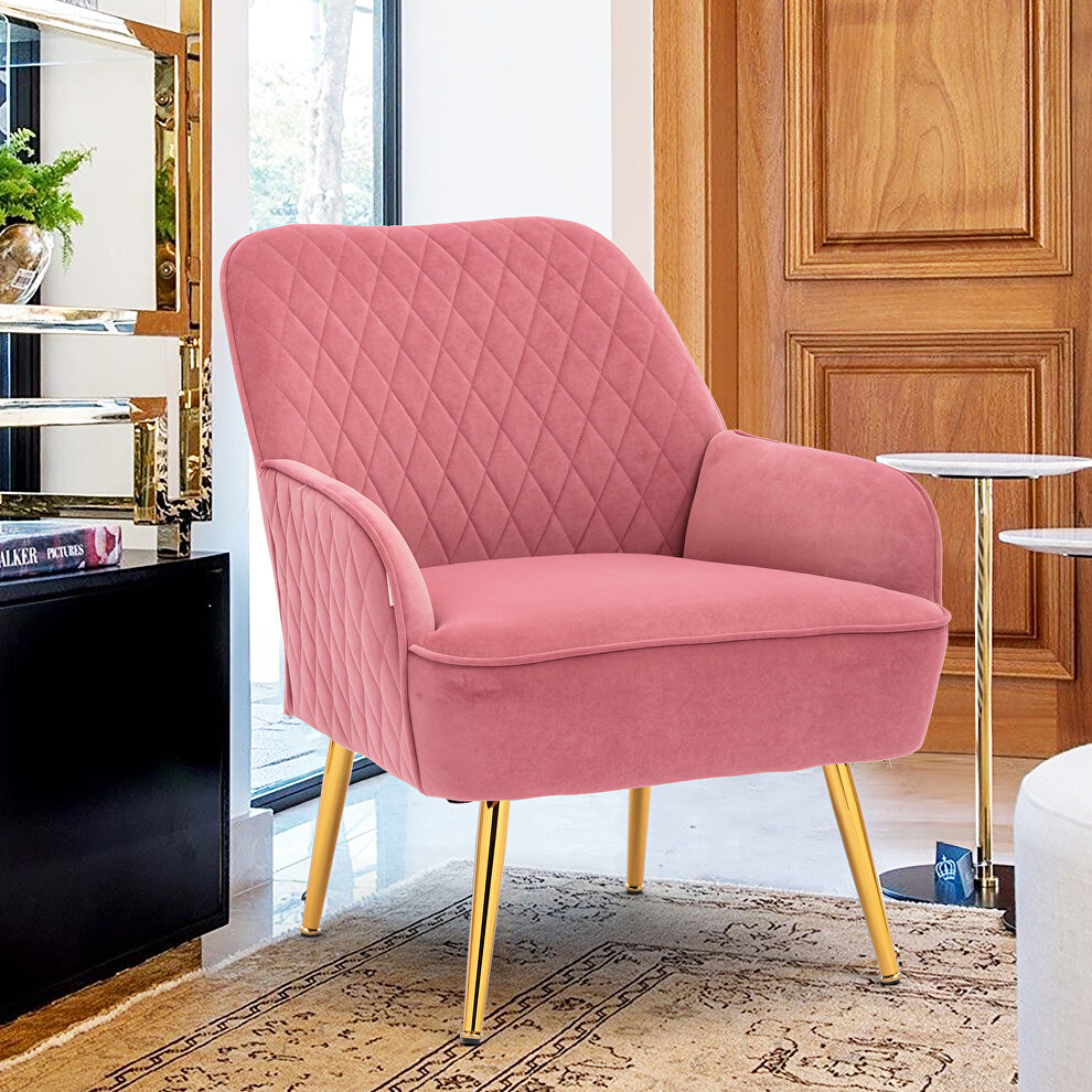 Modern pink soft velvet material accent chair by La Spezia