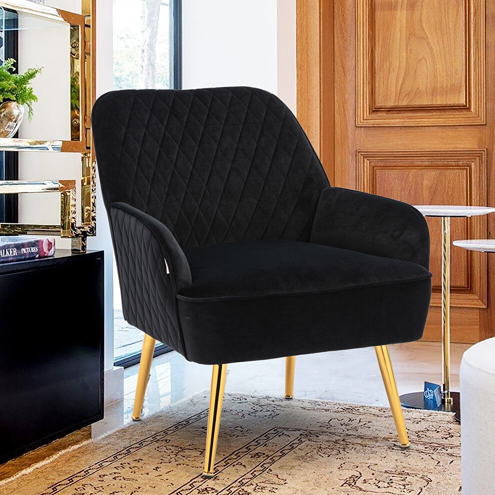 Modern black soft velvet material accent chair by La Spezia
