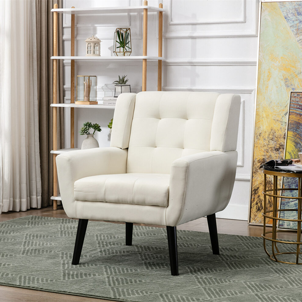 Modern beige soft velvet material ergonomics accent chair by La Spezia