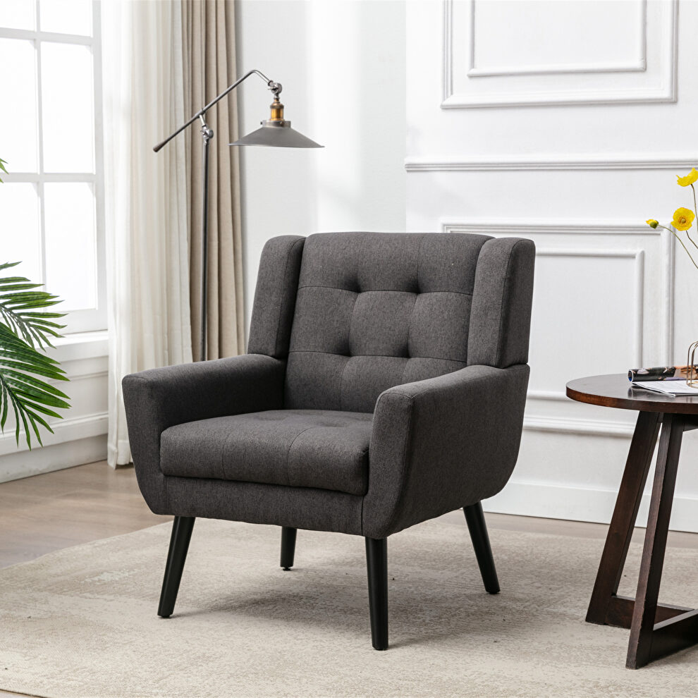 Modern dark gray soft velvet material ergonomics accent chair by La Spezia