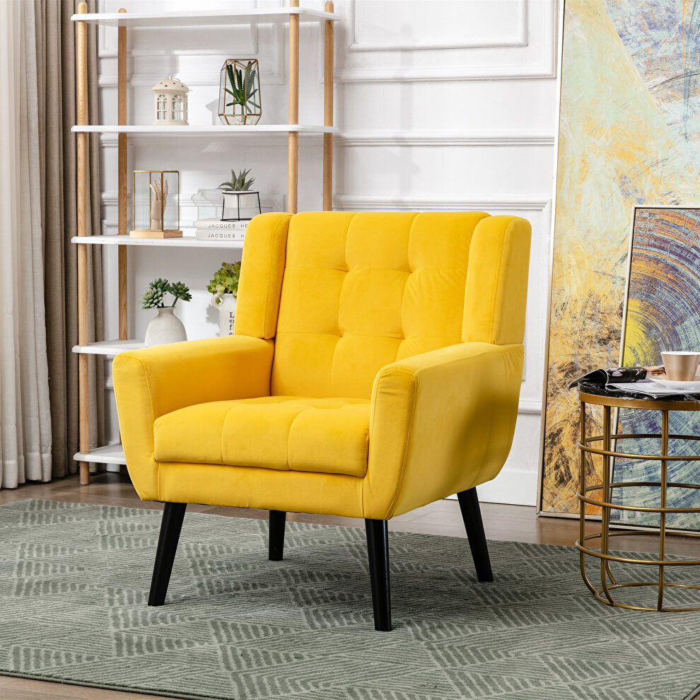 Modern yellow soft velvet material ergonomics accent chair by La Spezia