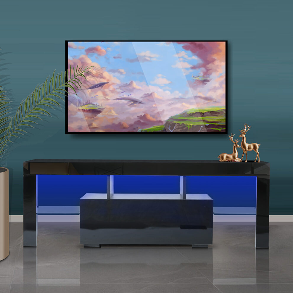 Black high glossy morden TV stand with led lights by La Spezia