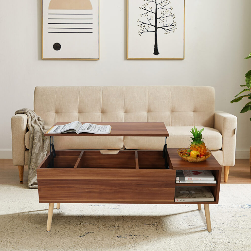 Rosewood finish coffee table with solid wood leg rest by La Spezia