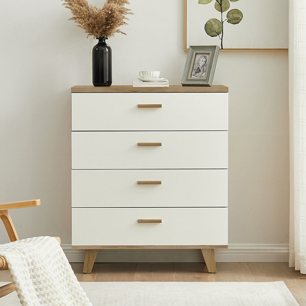 Drawer storge cabinet with solid wood handles in white by La Spezia
