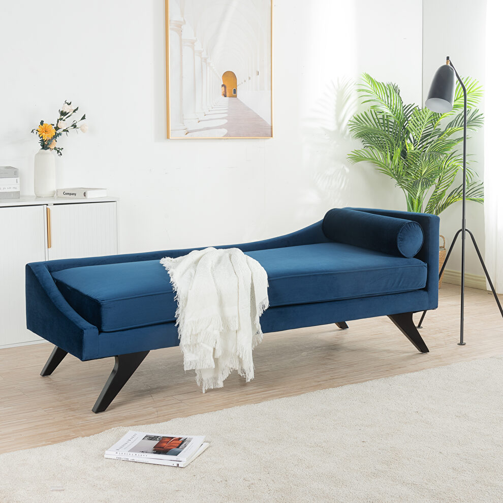 Blue fabric right square arm reclining chaise lounge by La Spezia