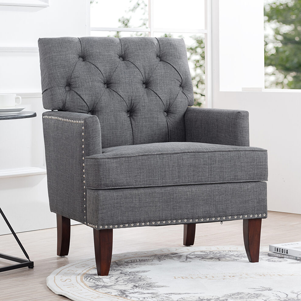 Gray fabric upholstery traditional style wide armchair by La Spezia