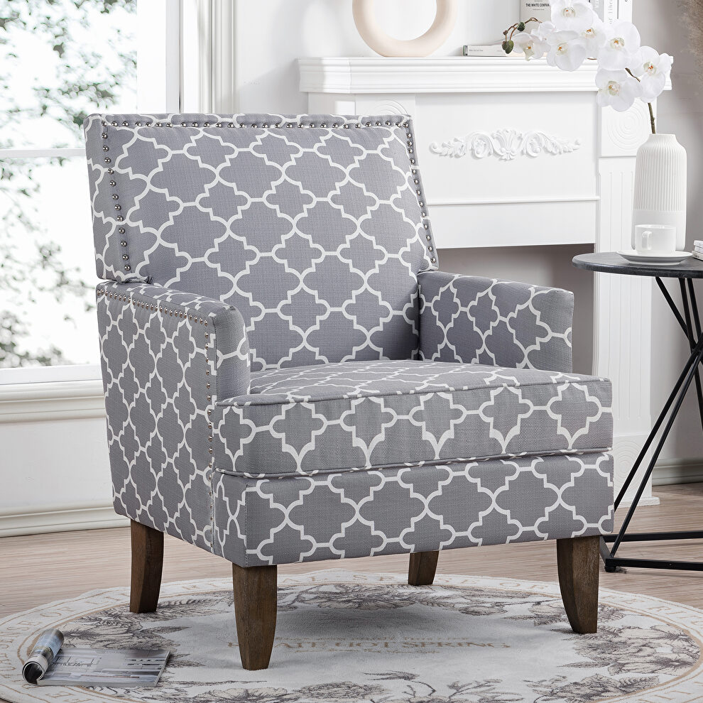Gray mix fabric upholstery traditional style wide armchair by La Spezia