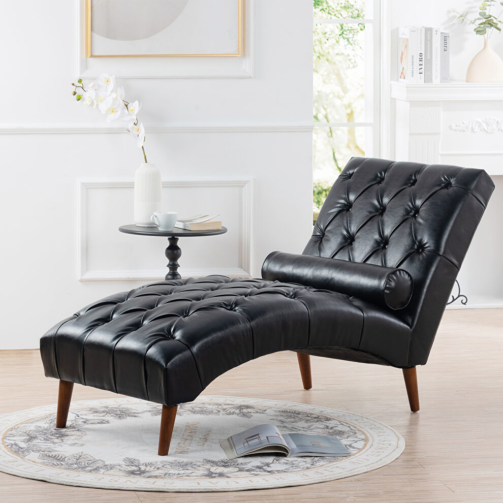 Black pu upholstery chaise lounge by La Spezia