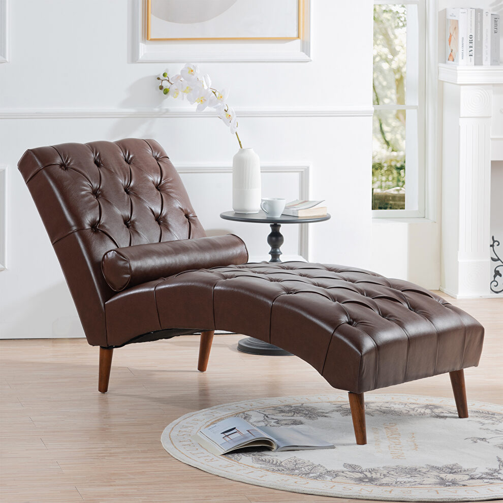 Dark brown pu upholstery chaise lounge by La Spezia