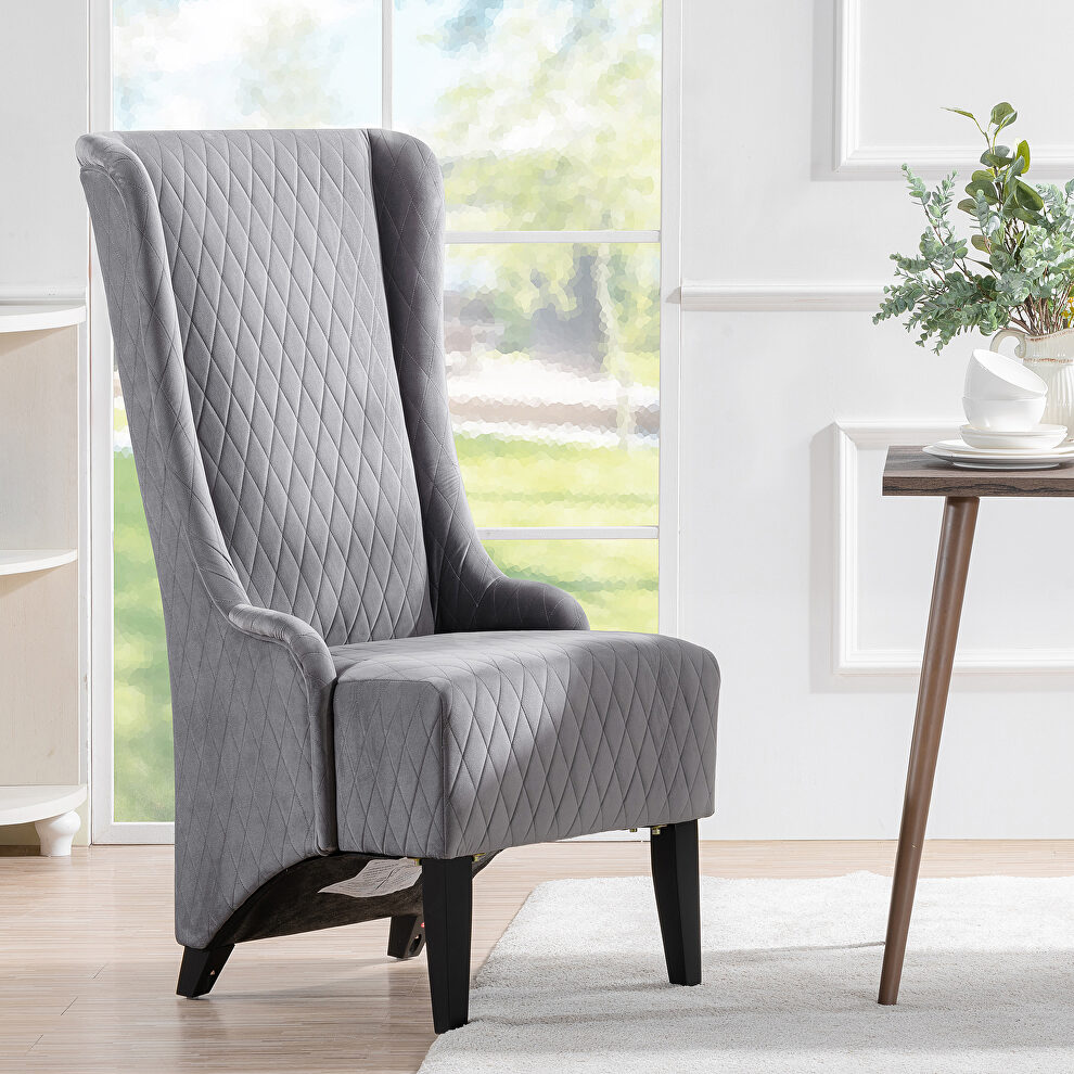 Gray fabric wing back chair by La Spezia