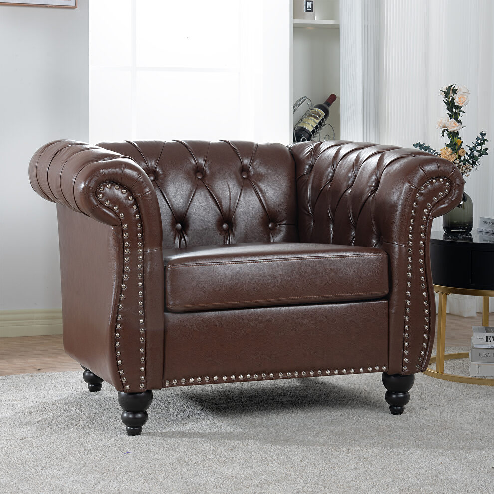 Dark brown finish top-quality leather chair by La Spezia